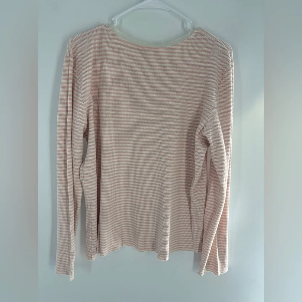 J. Jill Soft Pink and White Striped Long Sleeve Tee - Picture 3 of 8